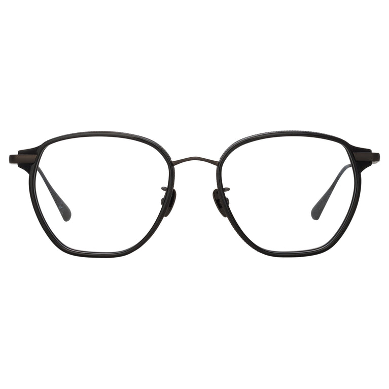 Linda Farrow Danilo Angular Optical Frame in Matt Nickel C4
