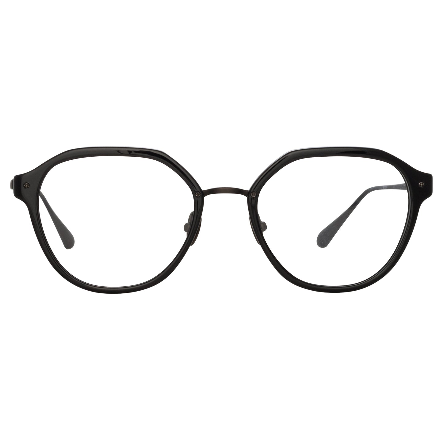 Linda Farrow Cacao Angular Optical Frames in Black and Nickel C6 50