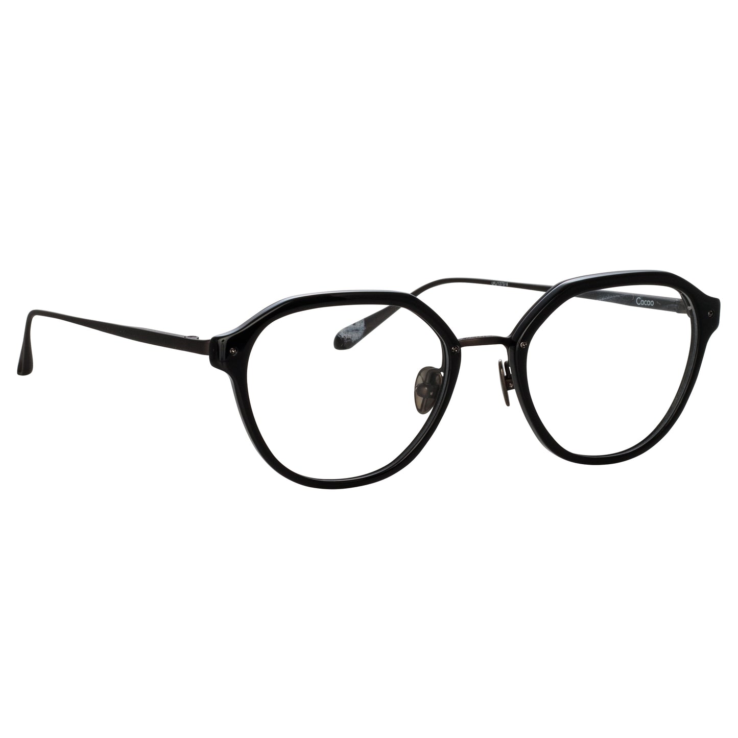 Linda Farrow Cacao Angular Optical Frames in Black and Nickel C6 50