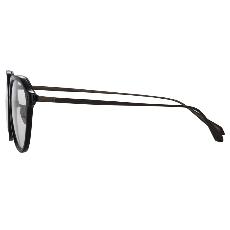 Linda Farrow Cacao Angular Optical Frames in Black and Nickel C6 50