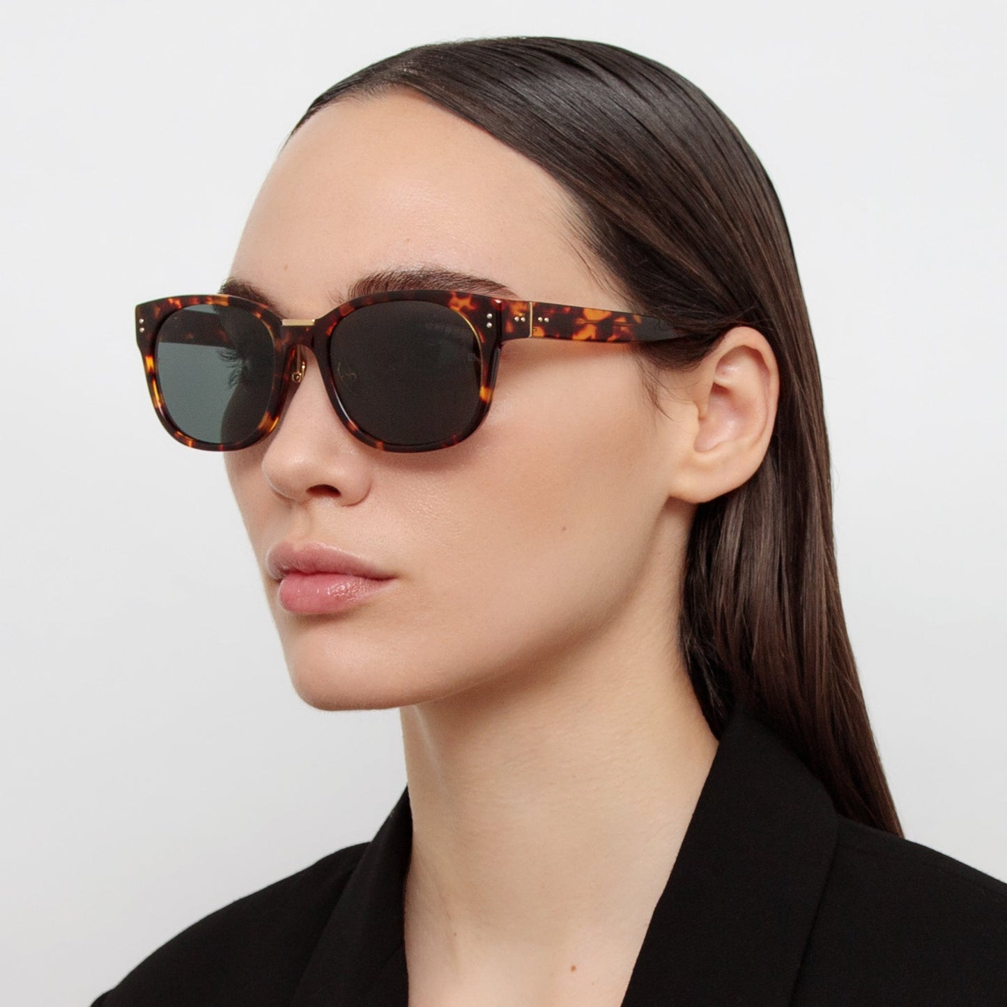 Linda Farrow Cedric A Rectangular Sunglasses in Tortoiseshell AC 50