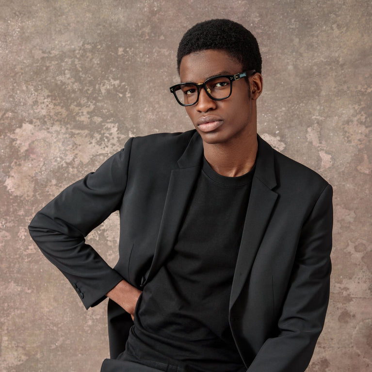 Linda Farrow Men's Cedric Rectangular Optical Frames in Black (Asian Fit) AC 54