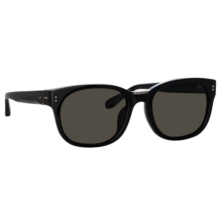 Linda Farrow Cedric Rectangular Sunglasses in Black and Nickel C1 50