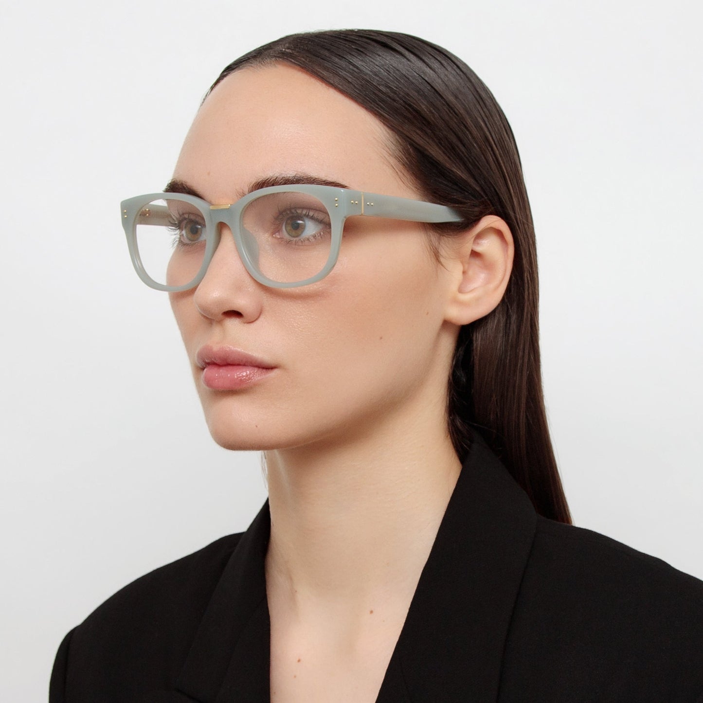 Linda Farrow Cedric Rectangular Optical Frames in Steel C3 54