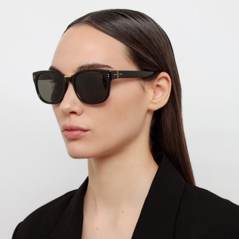 Linda Farrow Cedric Rectangular Sunglasses in Black and Grey C4 50