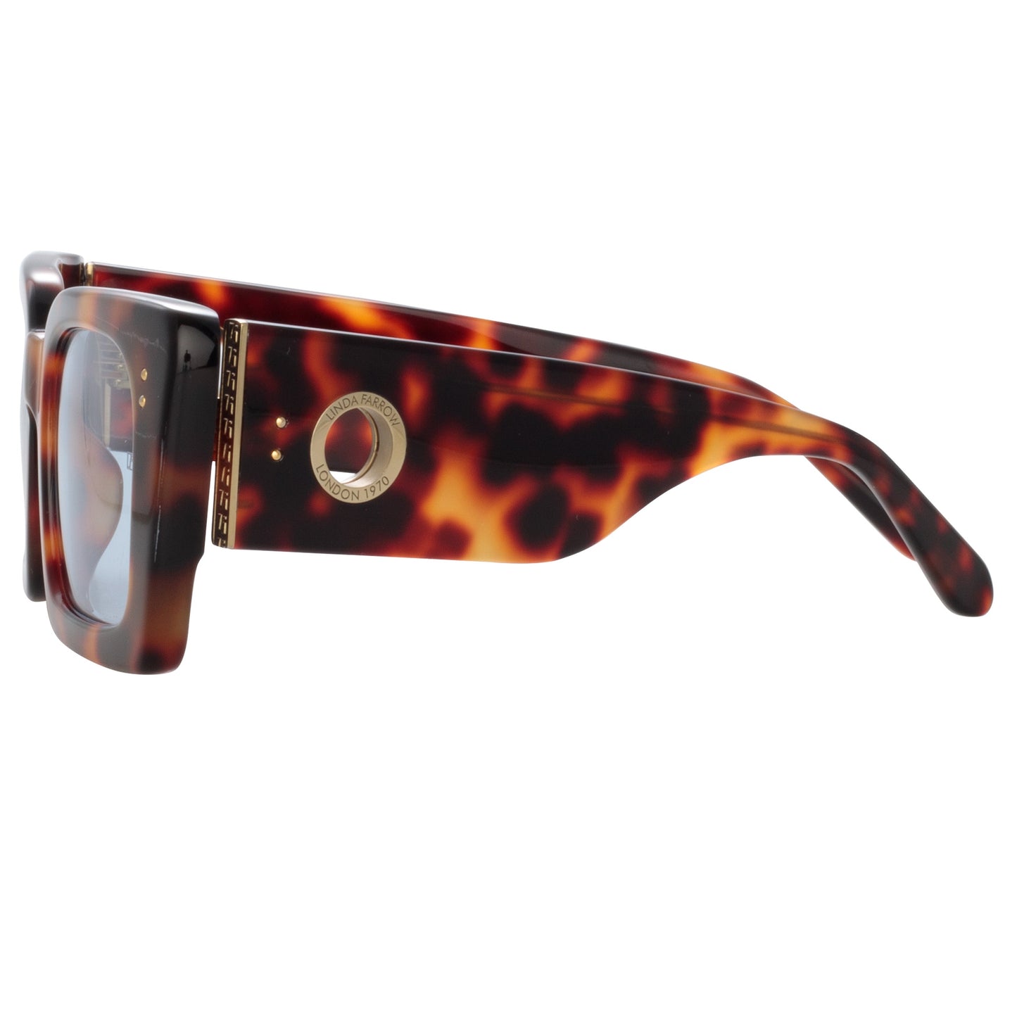 Linda Farrow Nieve Rectangular Sunglasses in Tortoiseshell and Blue C6 5