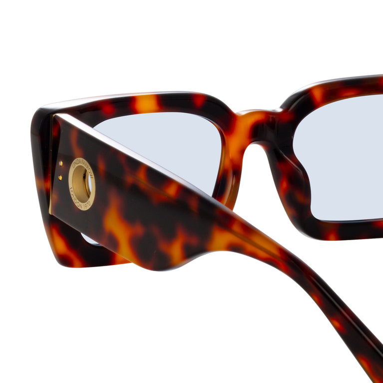 Linda Farrow Nieve Rectangular Sunglasses in Tortoiseshell and Blue C6 5