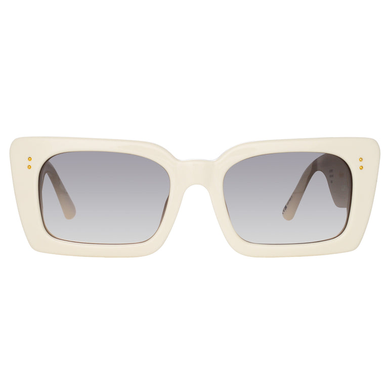 Linda Farrow Nieve Rectangular Sunglasses in White C7 5