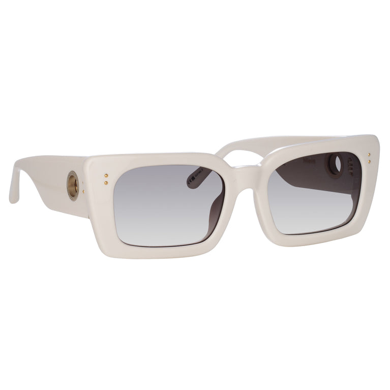 Linda Farrow Nieve Rectangular Sunglasses in White C7 5