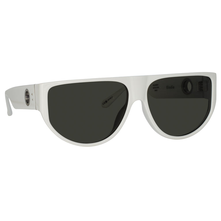 Linda Farrow Men's Elodie Flat Top Sunglasses in White C4 64