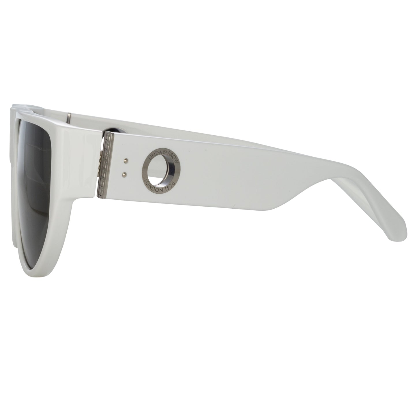 Linda Farrow Men's Elodie Flat Top Sunglasses in White C4 64
