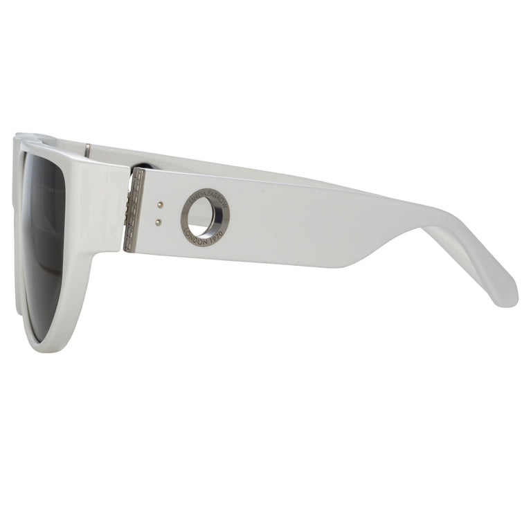 Linda Farrow Men's Elodie Flat Top Sunglasses in White C4 64