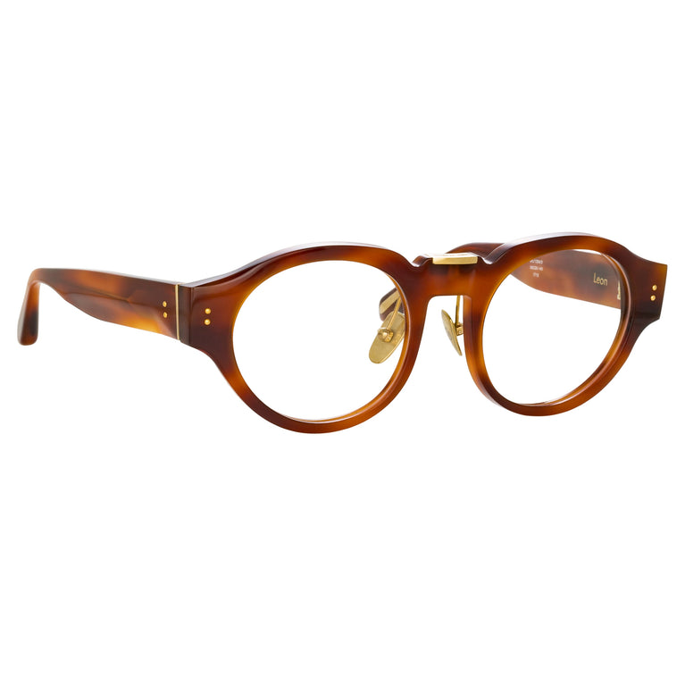 Linda Farrow Leon Angular Optical Frame in Horn C3 5