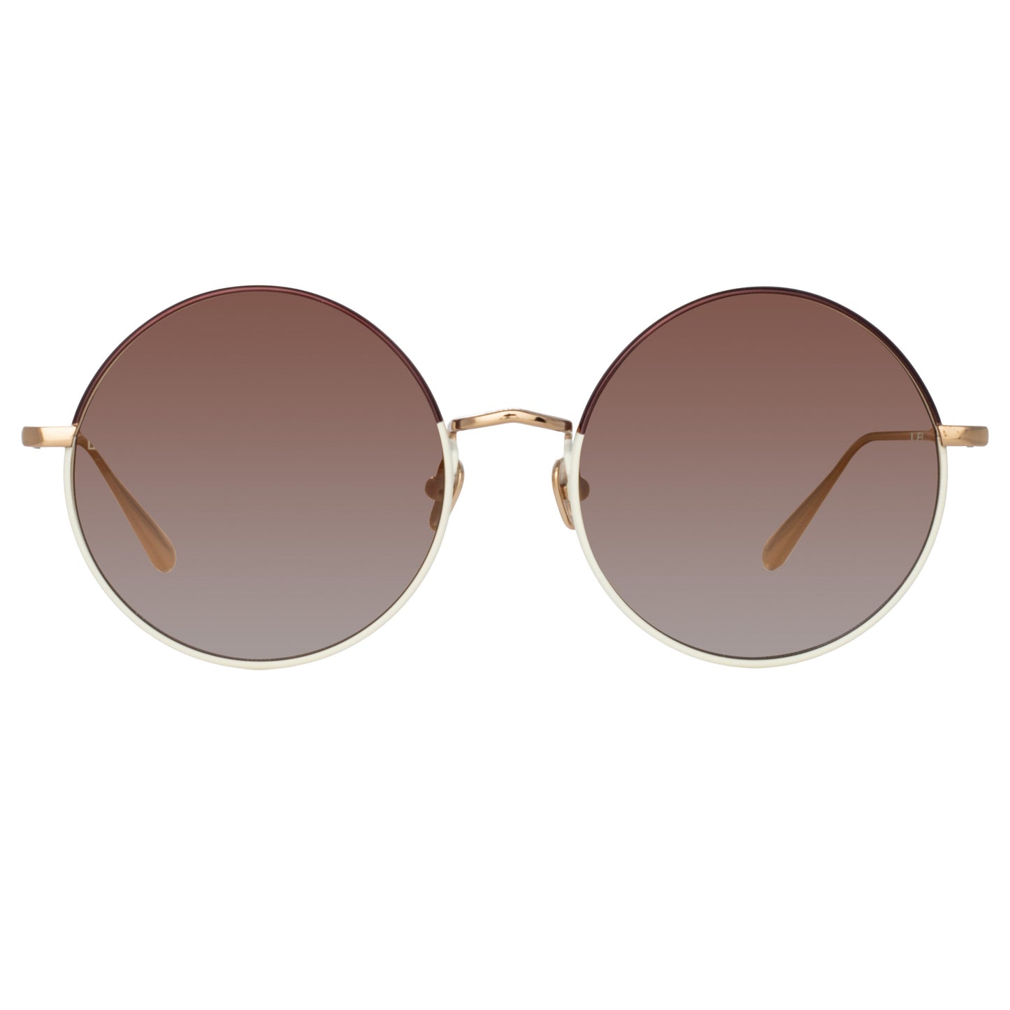 Linda Farrow Bea Round Sunglasses in Light Gold and Brown C8 58