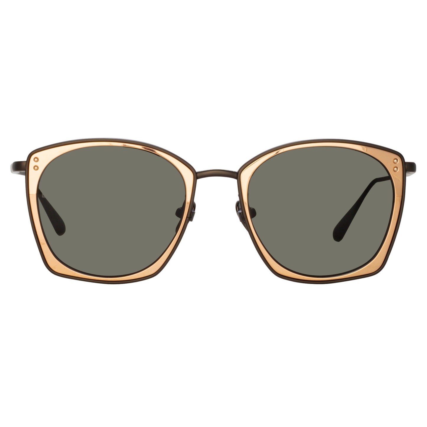 Linda Farrow Milo Square Sunglasses in Nickel and Rose Gold C7 50