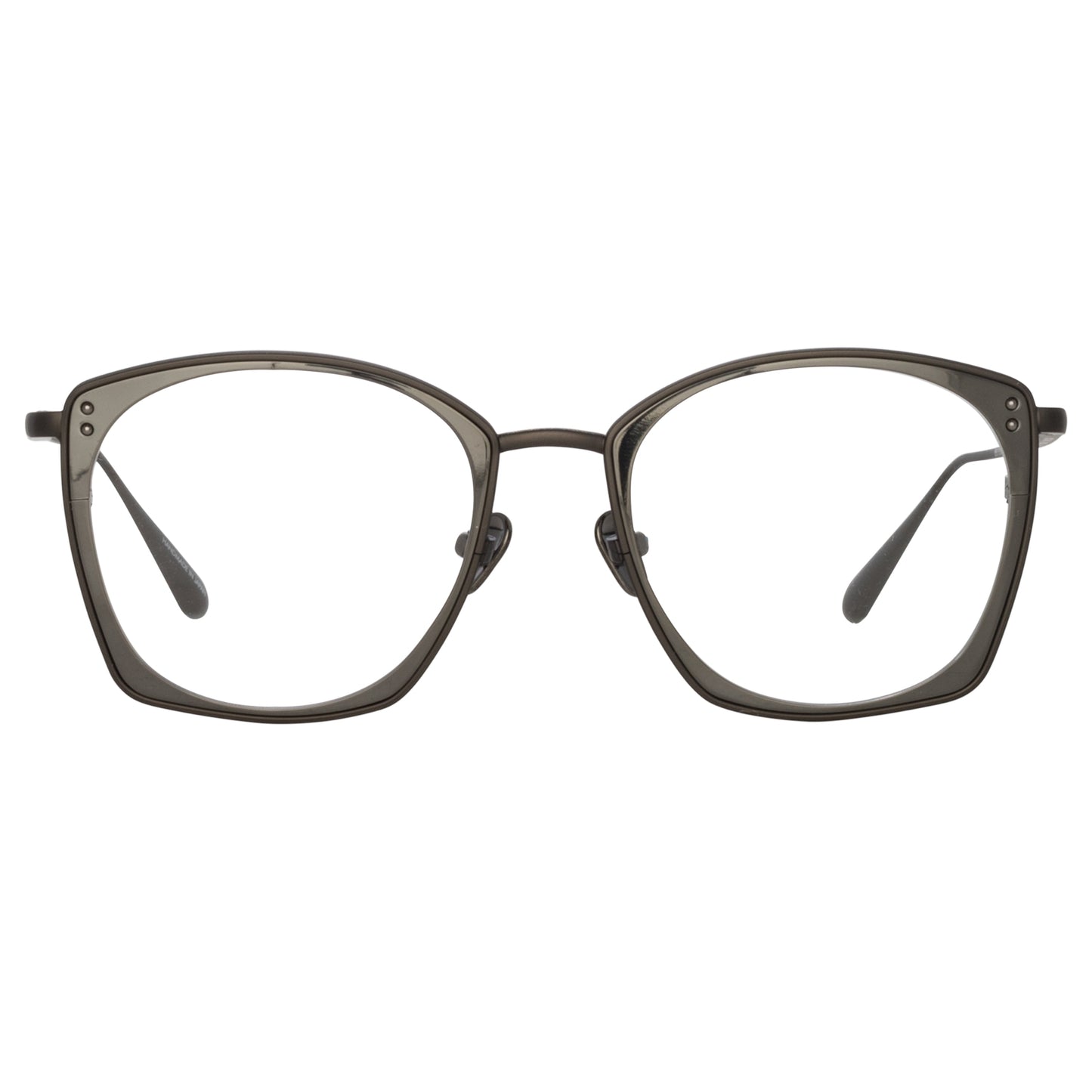 Linda Farrow Milo Square Optical Frame in Matt Nickel C8 50