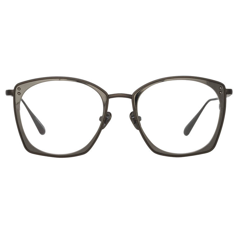 Linda Farrow Milo Square Optical Frame in Matt Nickel C8 50