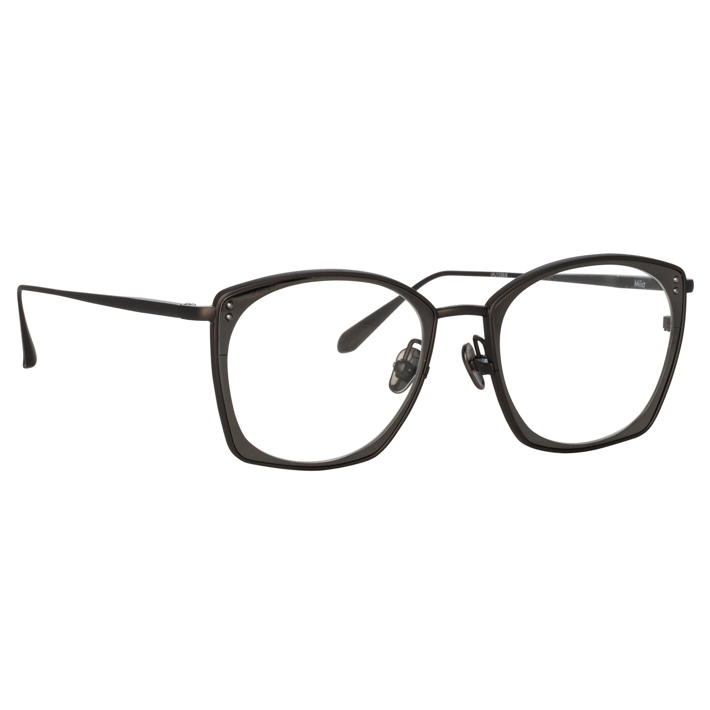 Linda Farrow Milo Square Optical Frame in Matt Nickel C8 50