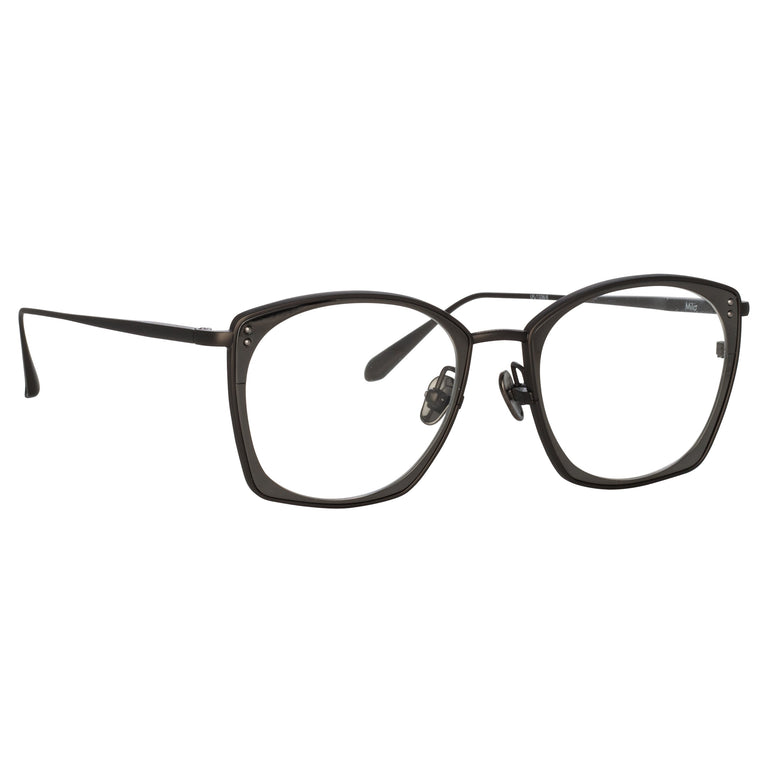 Linda Farrow Milo Square Optical Frame in Matt Nickel C8 50
