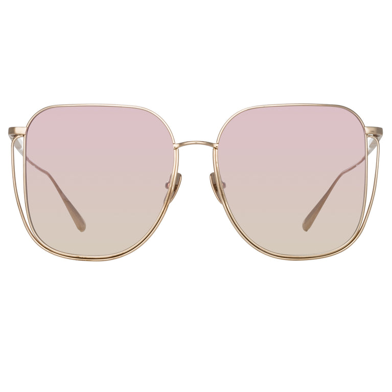 Linda Farrow Camry Oversized Sunglasses in Light Gold and Lilac C4 63