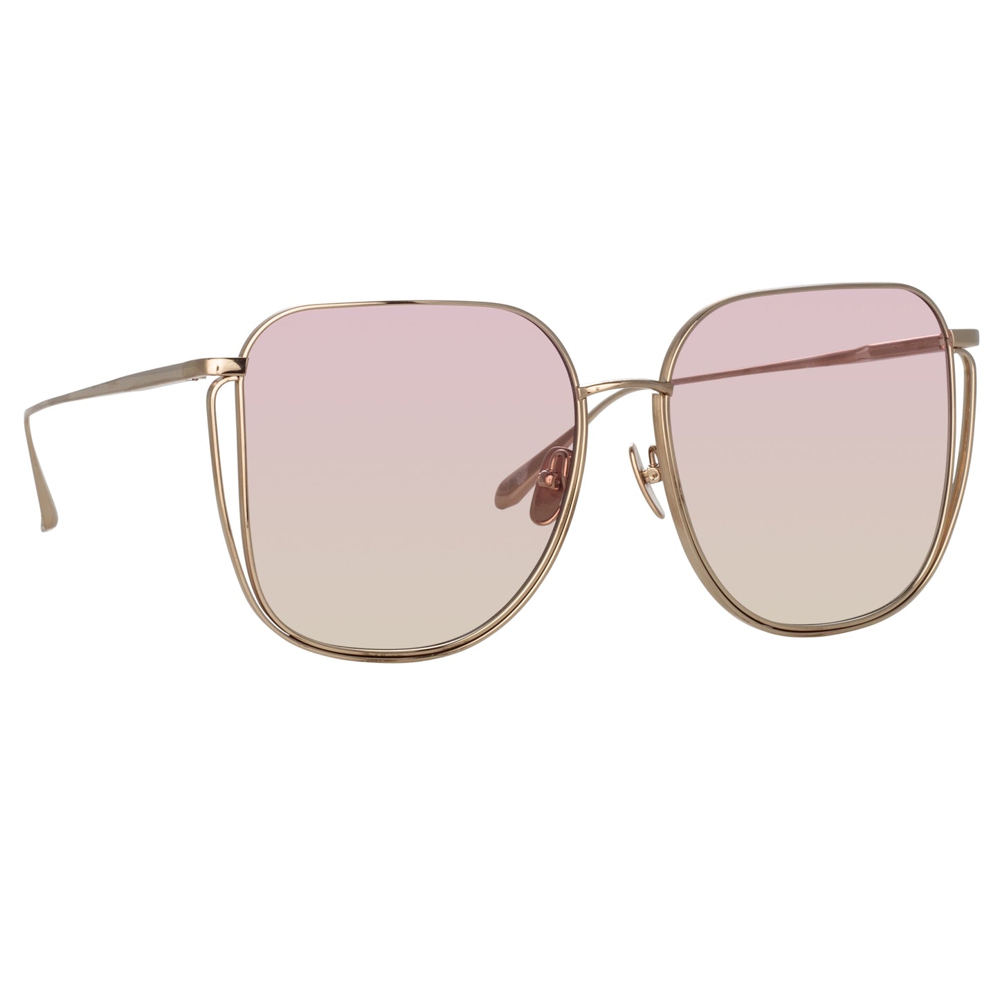 Linda Farrow Camry Oversized Sunglasses in Light Gold and Lilac C4 63