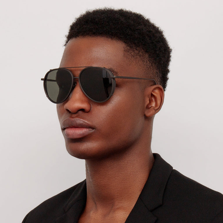 Linda Farrow Torino Aviator Sunglasses in Nickel C5 59