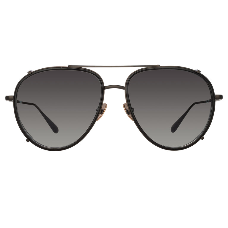 Linda Farrow Dimitri Aviator Sunglasses in Matt Nickel C1 59