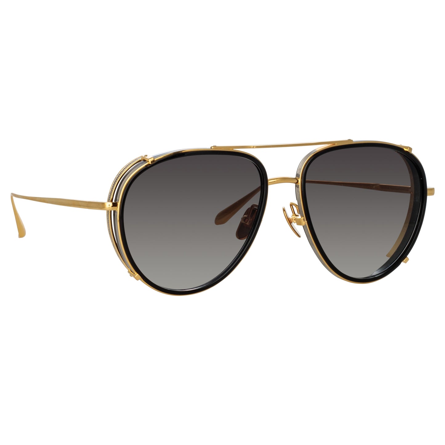 Linda Farrow Dimitri Aviator Sunglasses in Matt Nickel C1 59