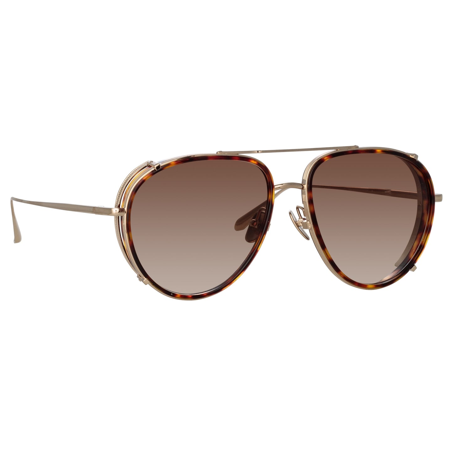 Linda Farrow Dimitri Aviator Sunglasses in Light Gold C3 62