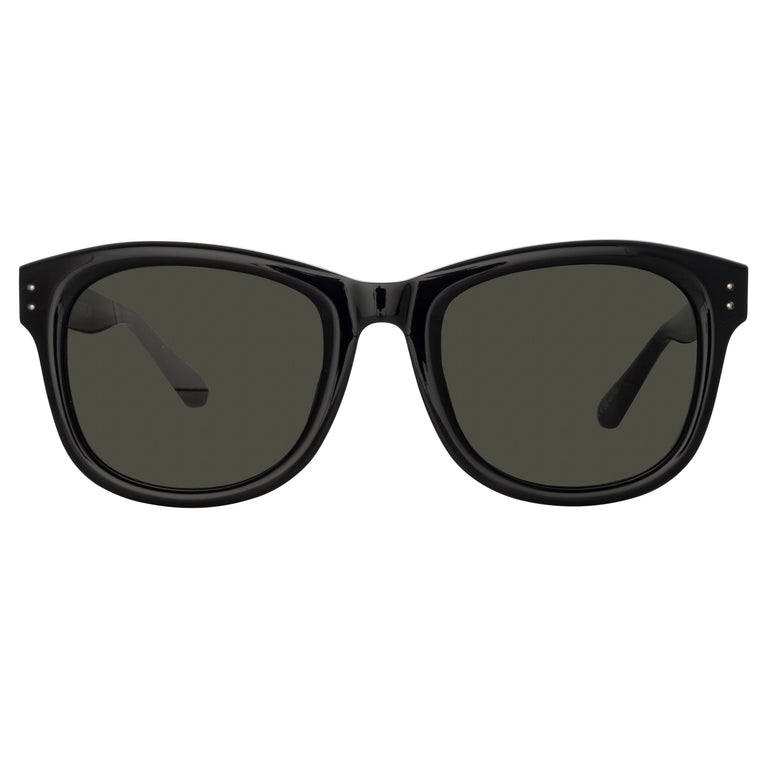 Linda Farrow Edson D-Frame Sunglasses in Black and Nickel C6 55