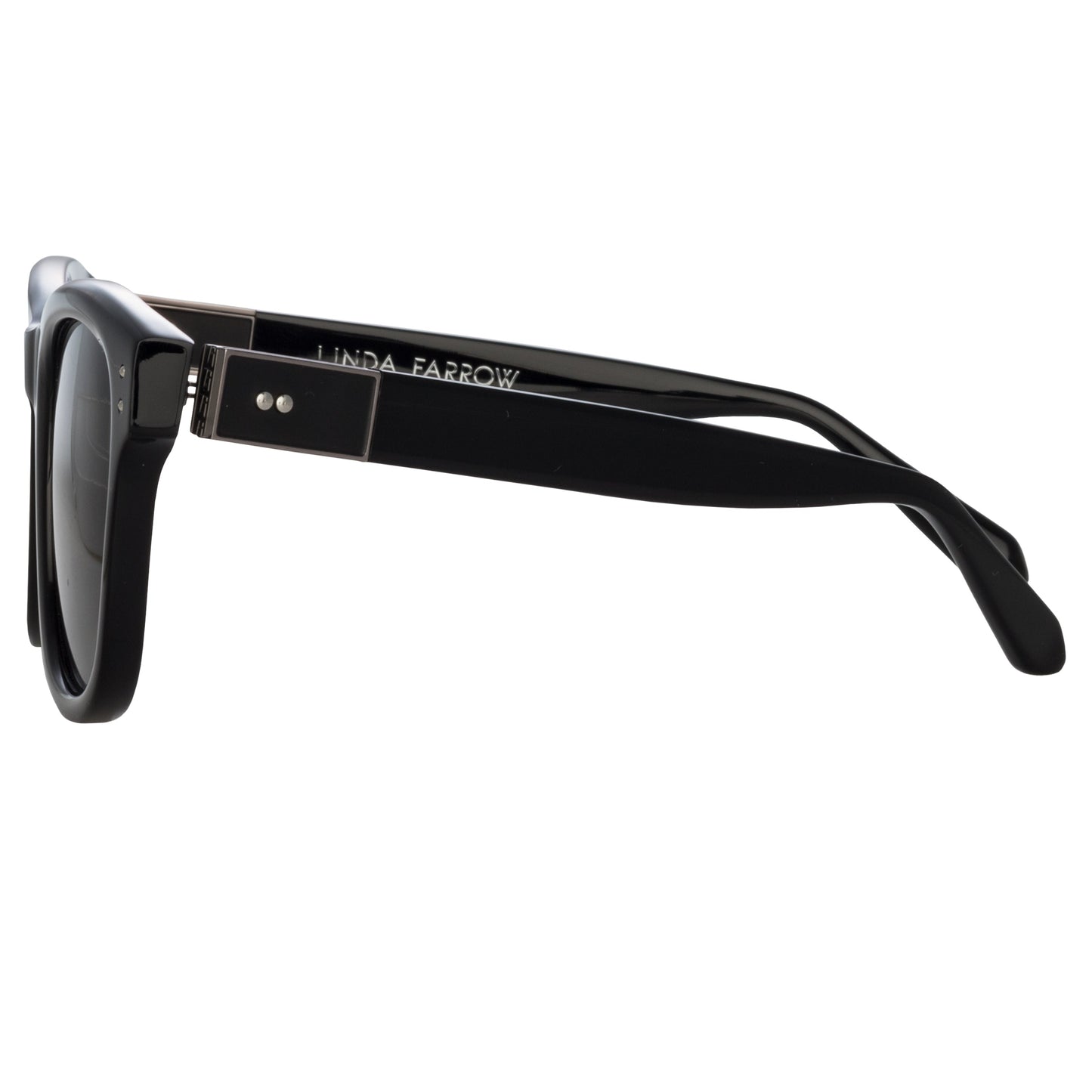 Linda Farrow Edson D-Frame Sunglasses in Black and Nickel C6 55