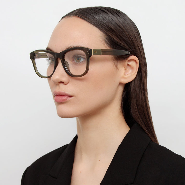Linda Farrow Edson Optical D-Frame in Translucent Green C9 55