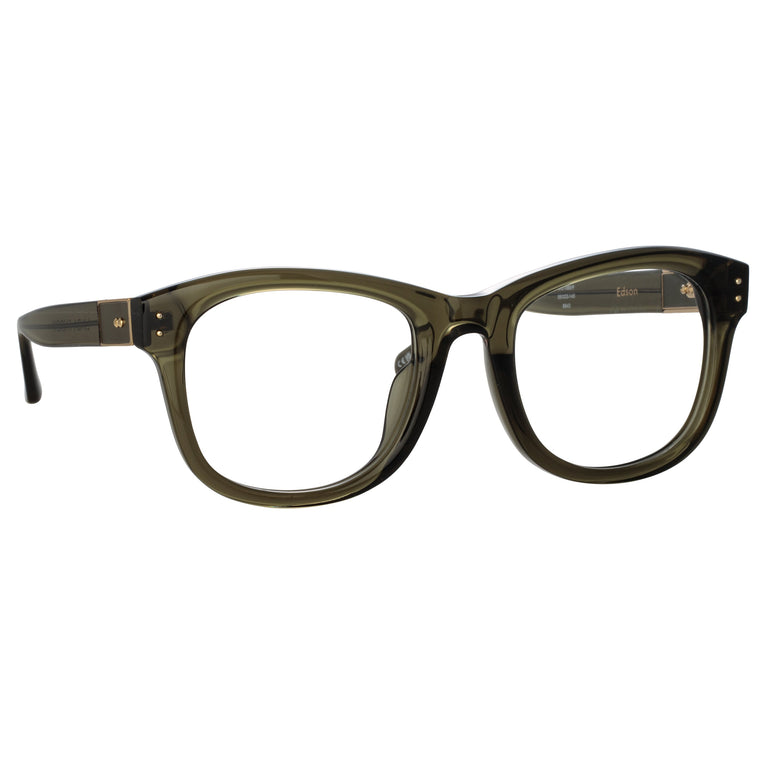 Linda Farrow Edson Optical D-Frame in Translucent Green C9 55