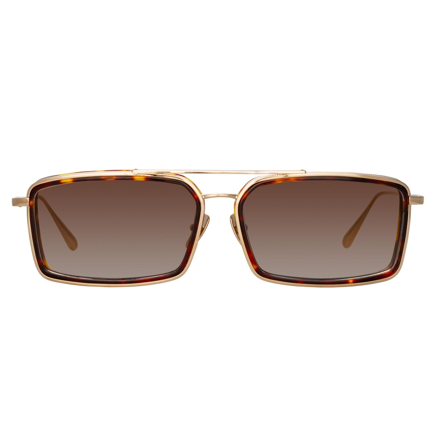 Linda Farrow Cassia Rectangular Sunglasses in Light Gold C2 63