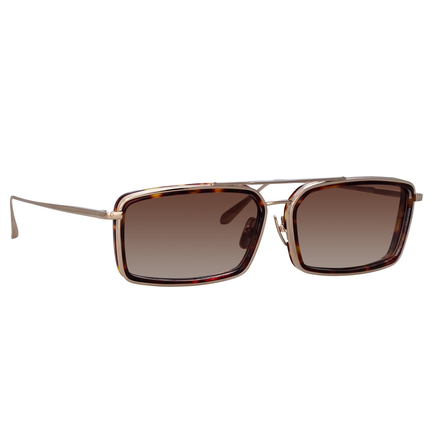 Linda Farrow Cassia Rectangular Sunglasses in Light Gold C2 63
