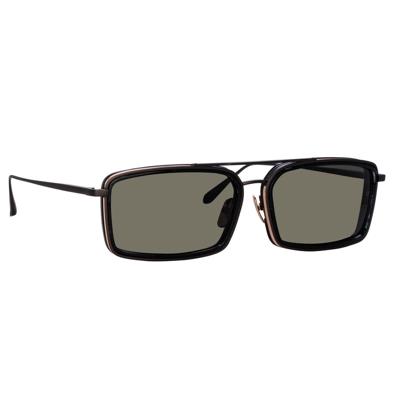 Linda Farrow Cassia Rectangular Sunglasses in Nickel C3 63