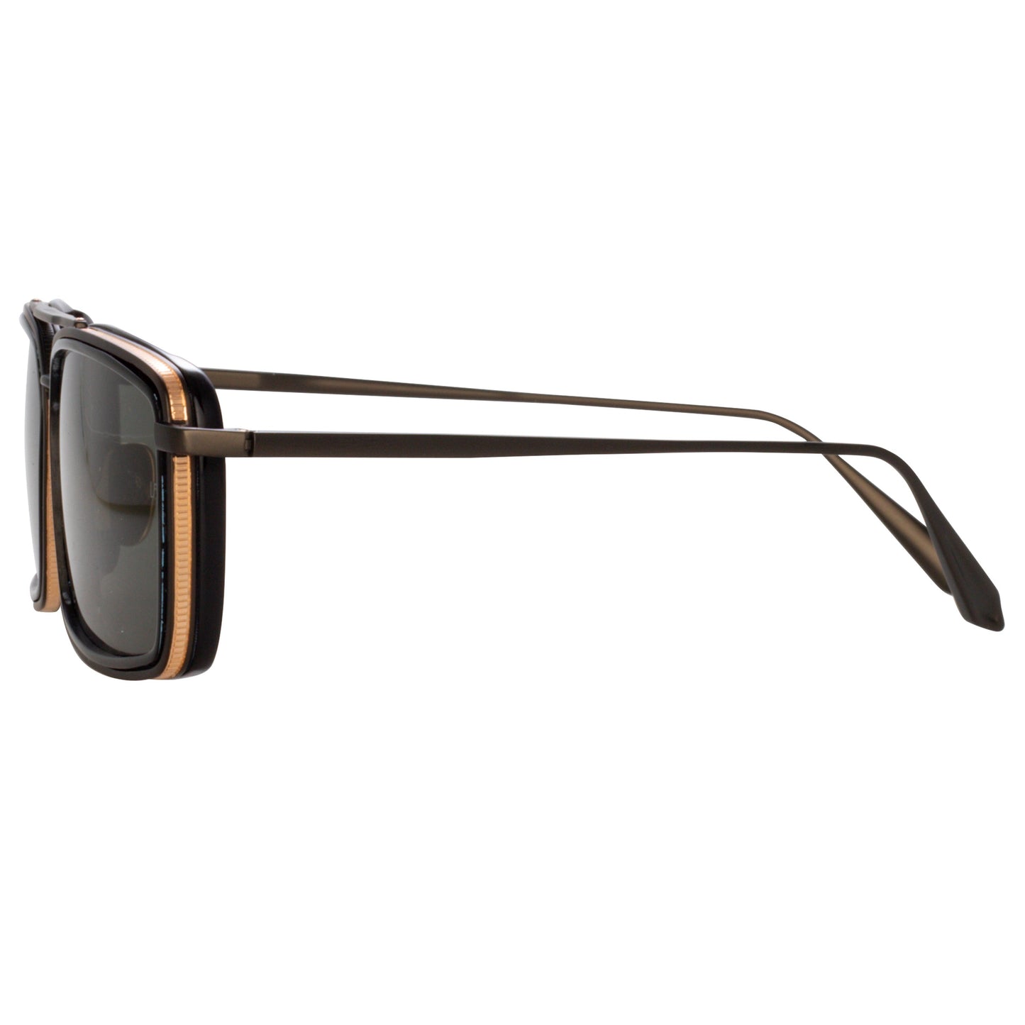 Linda Farrow Cassia Rectangular Sunglasses in Nickel C3 63