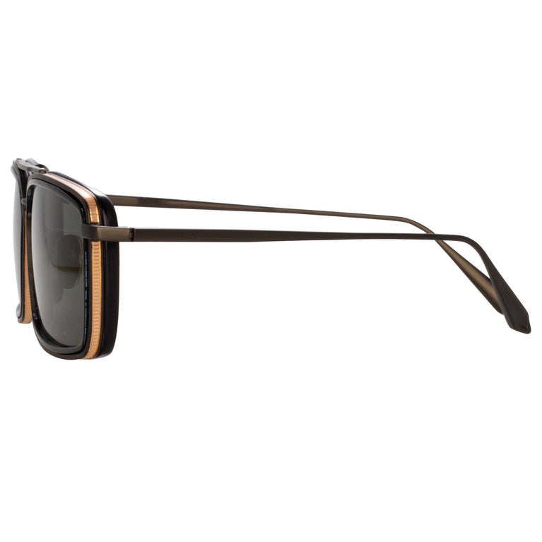 Linda Farrow Cassia Rectangular Sunglasses in Nickel C3 63