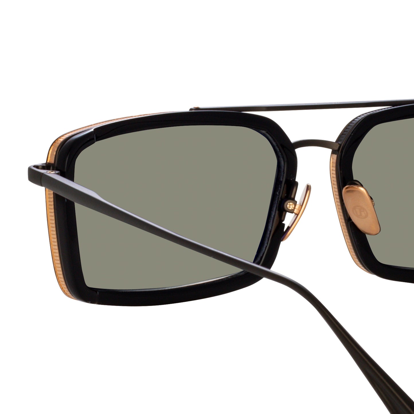 Linda Farrow Cassia Rectangular Sunglasses in Nickel C3 63