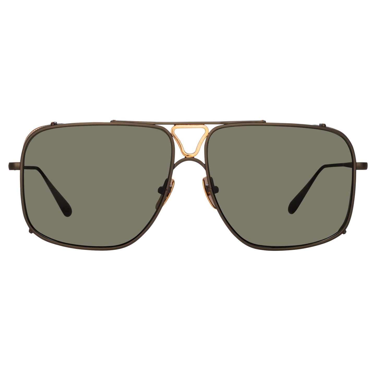 Linda Farrow Enzo Aviator Sunglasses in Nickel C2 64