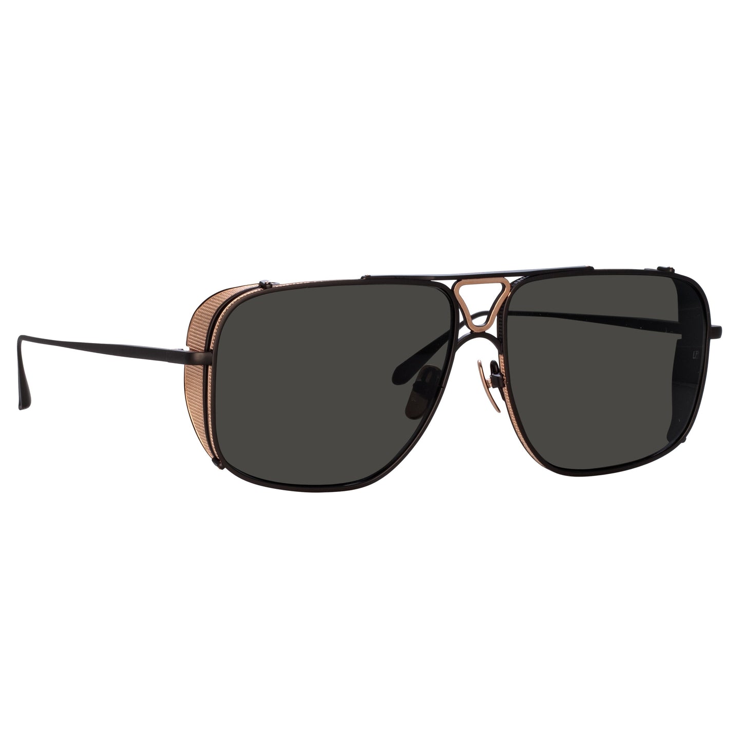 Linda Farrow Enzo Aviator Sunglasses in Nickel C2 64