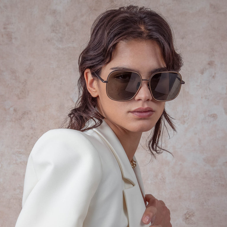Linda Farrow Juliana Oversized Sunglasses in Nickel C1 63