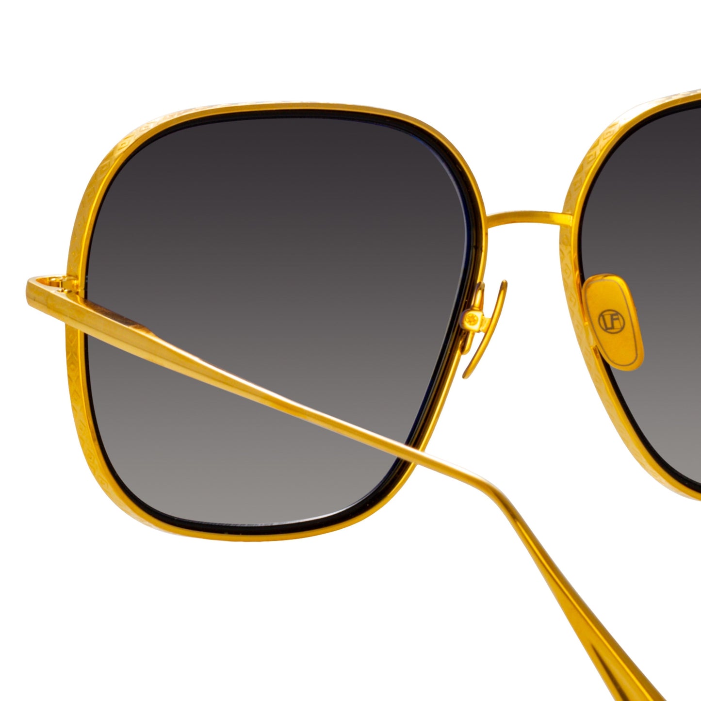 Linda Farrow Juliana Oversized Sunglasses in Yellow Gold C2 63