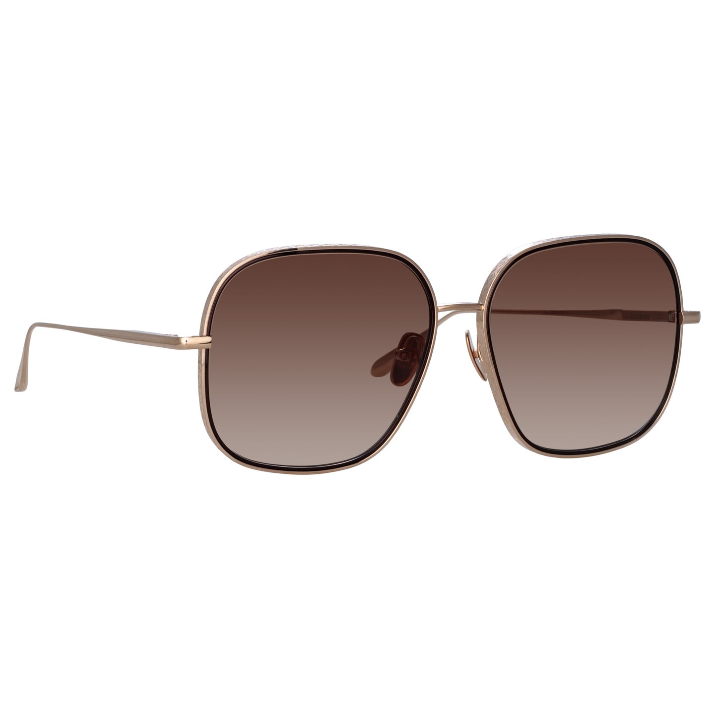 Linda Farrow Juliana Oversized Sunglasses in Light Gold C3 63