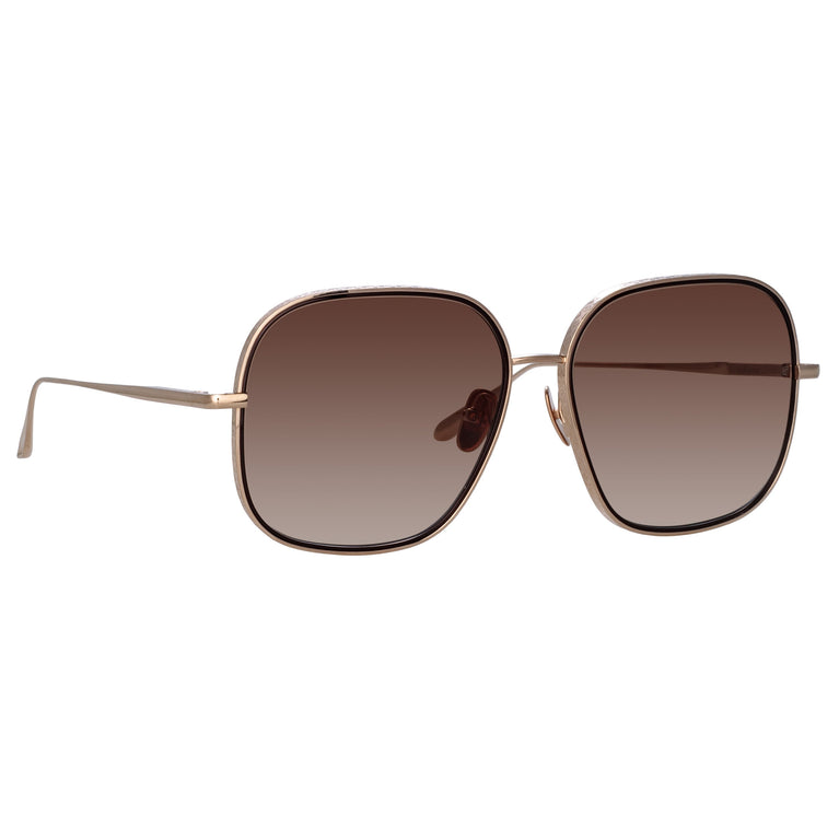 Linda Farrow Juliana Oversized Sunglasses in Light Gold C3 63