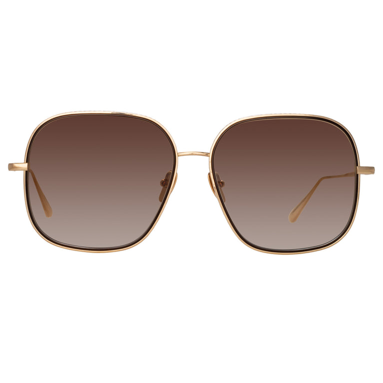 Linda Farrow Juliana Oversized Sunglasses in Light Gold C3 63