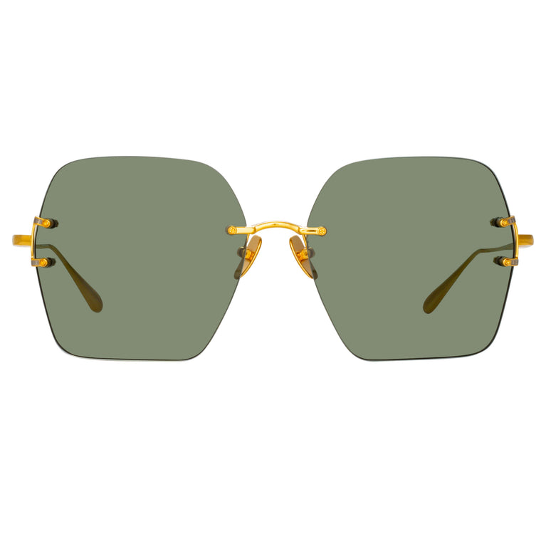 Linda Farrow Carina Oversized Sunglasses in Yellow Gold C2 64