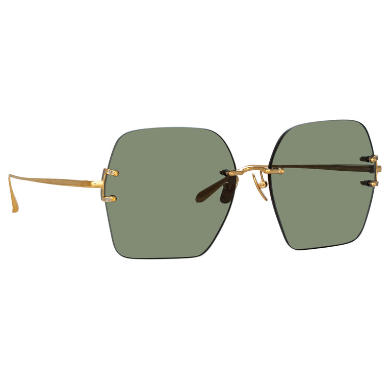 Linda Farrow Carina Oversized Sunglasses in Yellow Gold C2 64