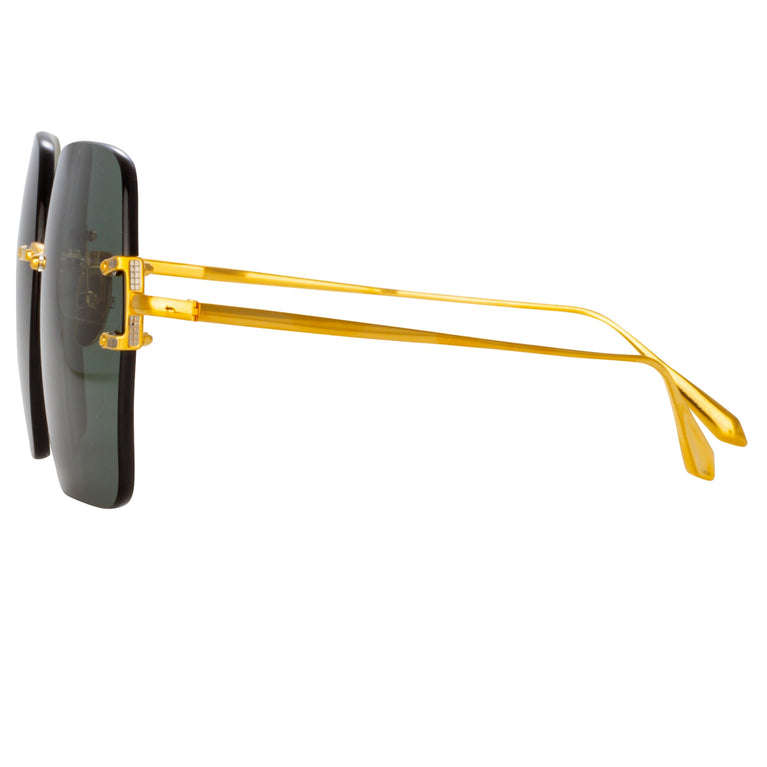 Linda Farrow Carina Oversized Sunglasses in Yellow Gold C2 64