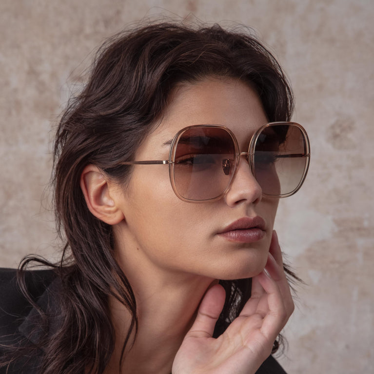 Linda Farrow Celia Oversized Sunglasses in Ash C3 60